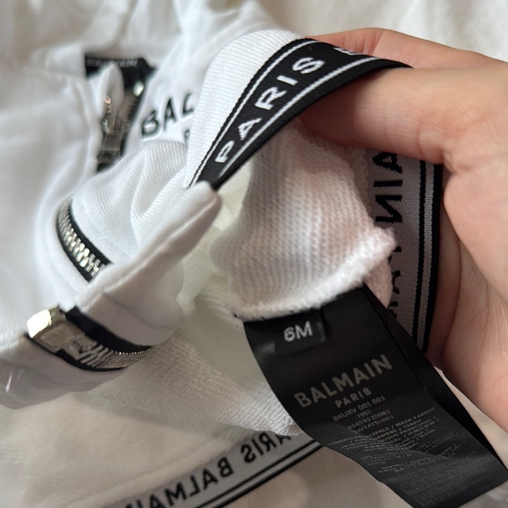 Balmain White Zip-Up Hoodie - Picture 3 of 3
